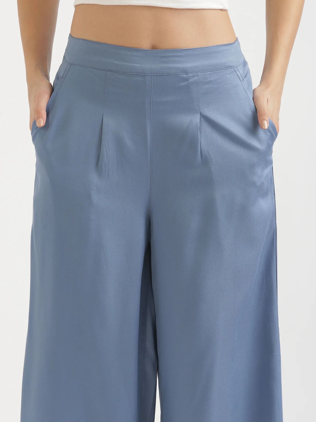 English Blue Viscose Palazzo Pants