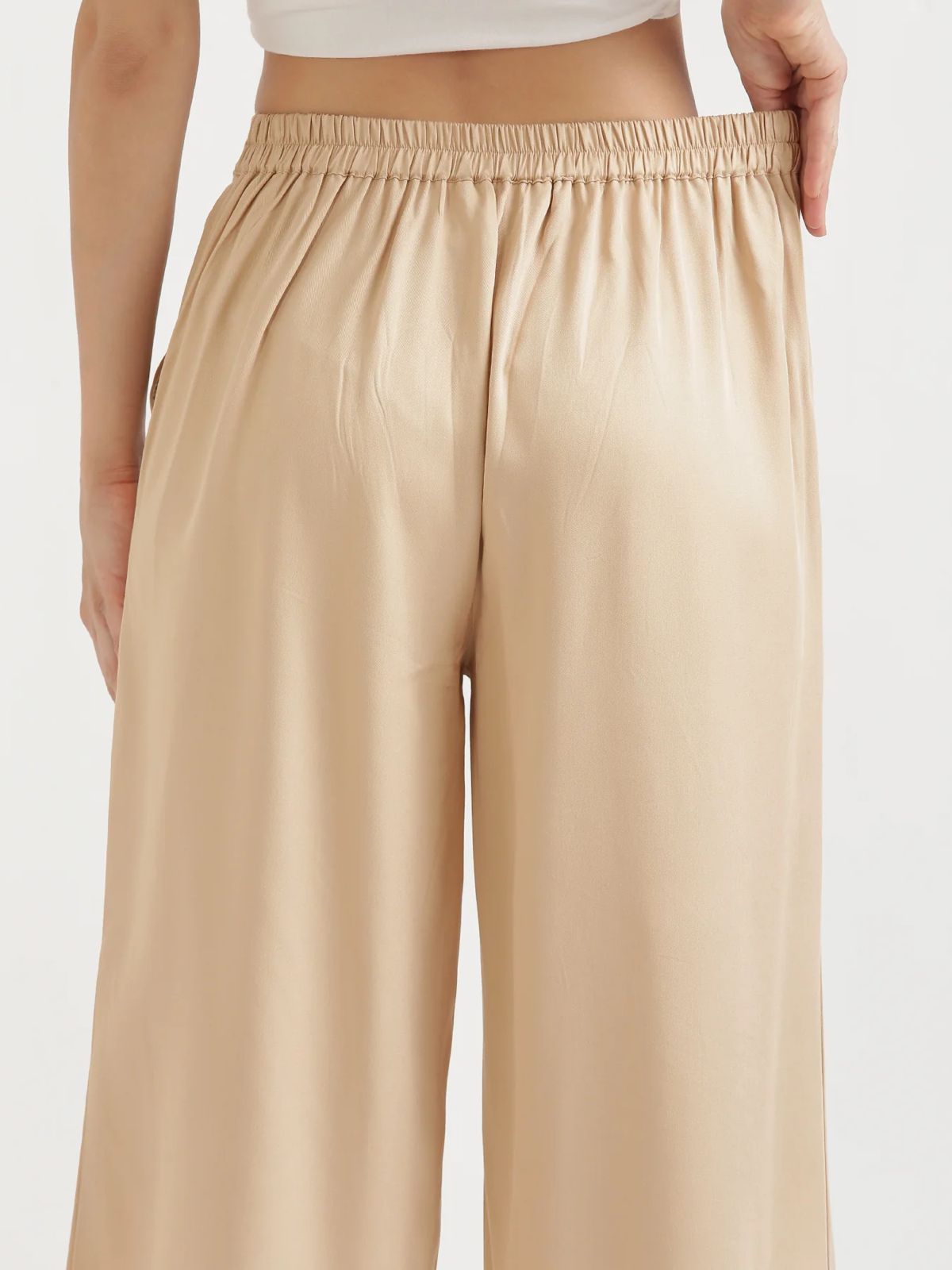 Beige Viscose Palazzo Pants