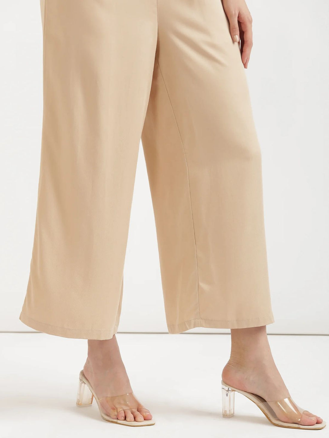 Beige Viscose Palazzo Pants
