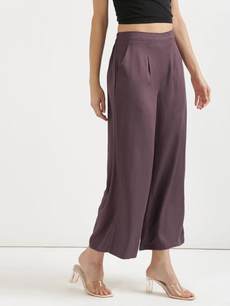 Brinjal Viscose Palazzo Pants
