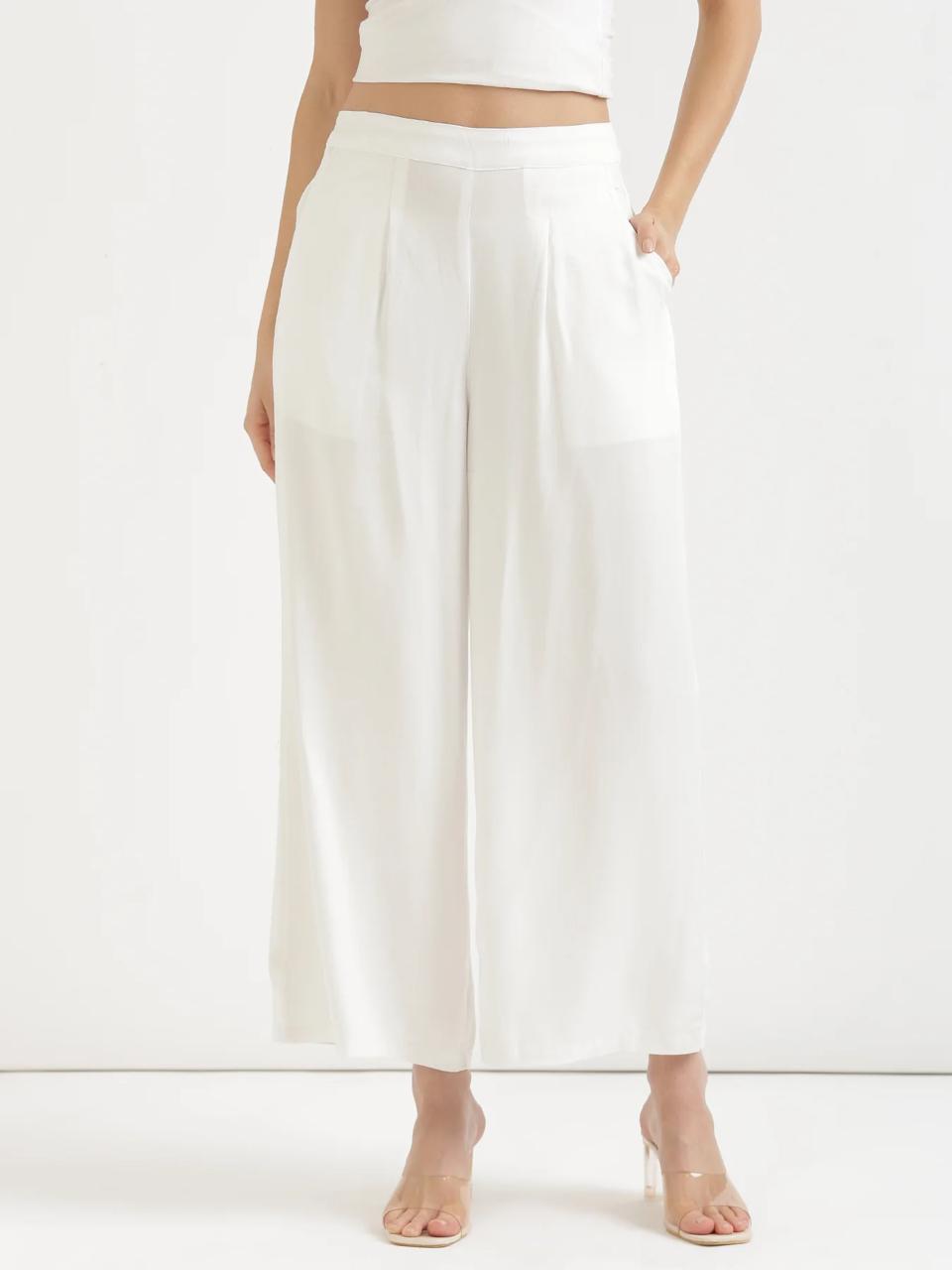 White Viscose Palazzo Pants