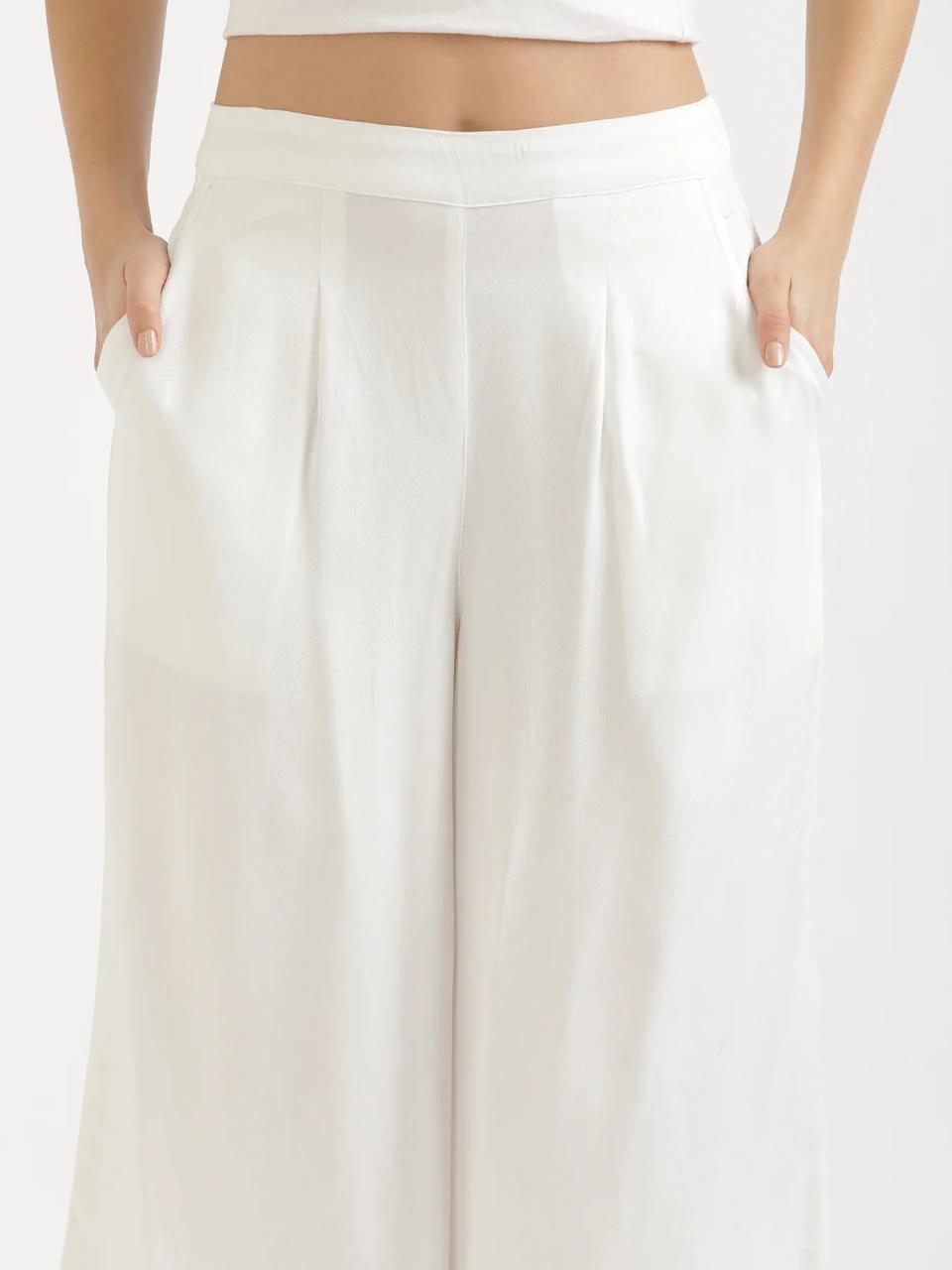 White Viscose Palazzo Pants