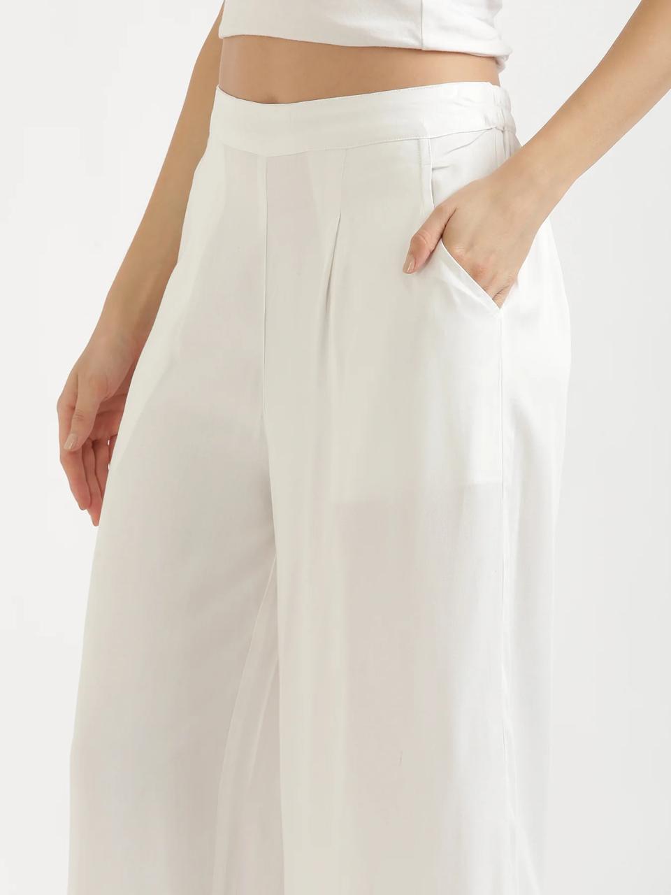 White Viscose Palazzo Pants