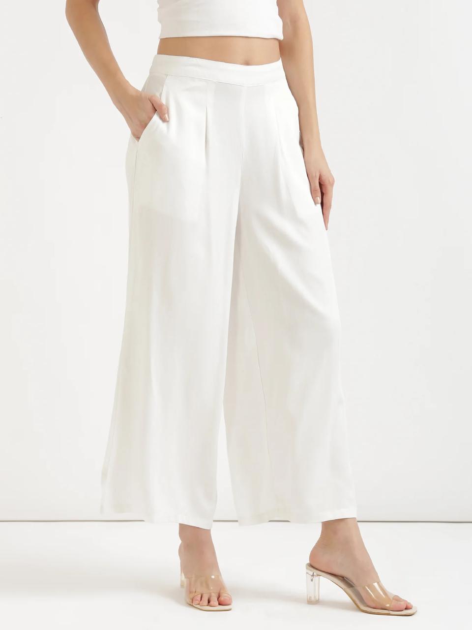 White Viscose Palazzo Pants