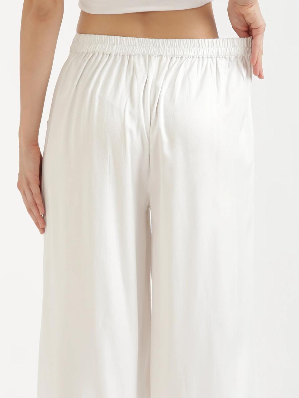 White Viscose Palazzo Pants