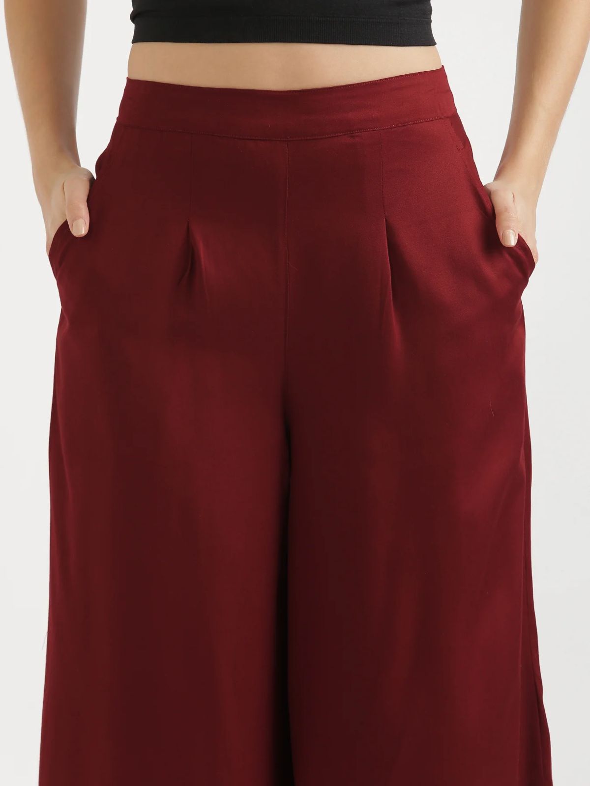 Combo White And Maroon Viscose Palazzo Pants