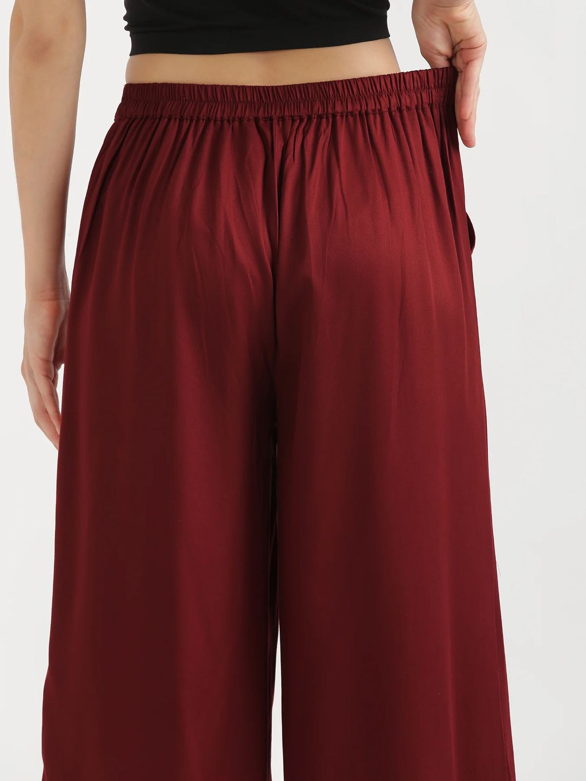 Combo White And Maroon Viscose Palazzo Pants