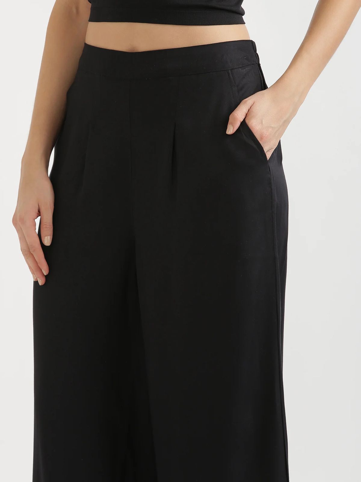 Combo Maroon And Black Viscose Palazzo Pants
