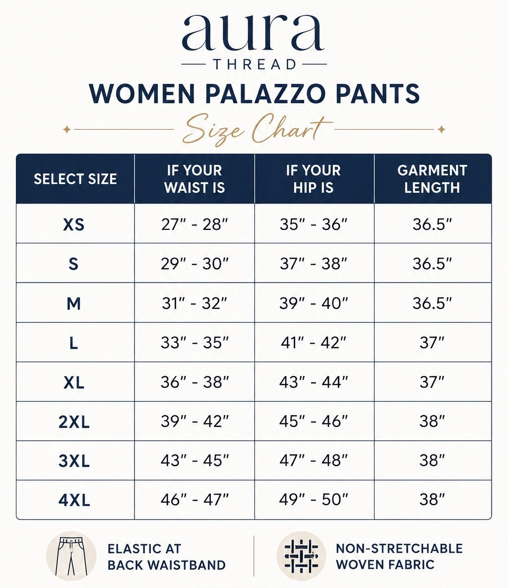 Size Guide for White Viscose Palazzo Pants
