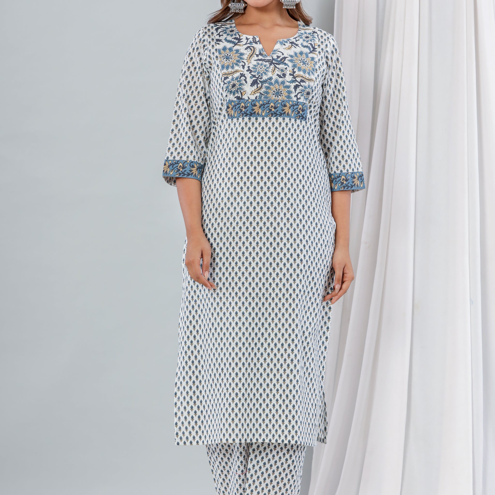 White Indigo Cotton Kurta