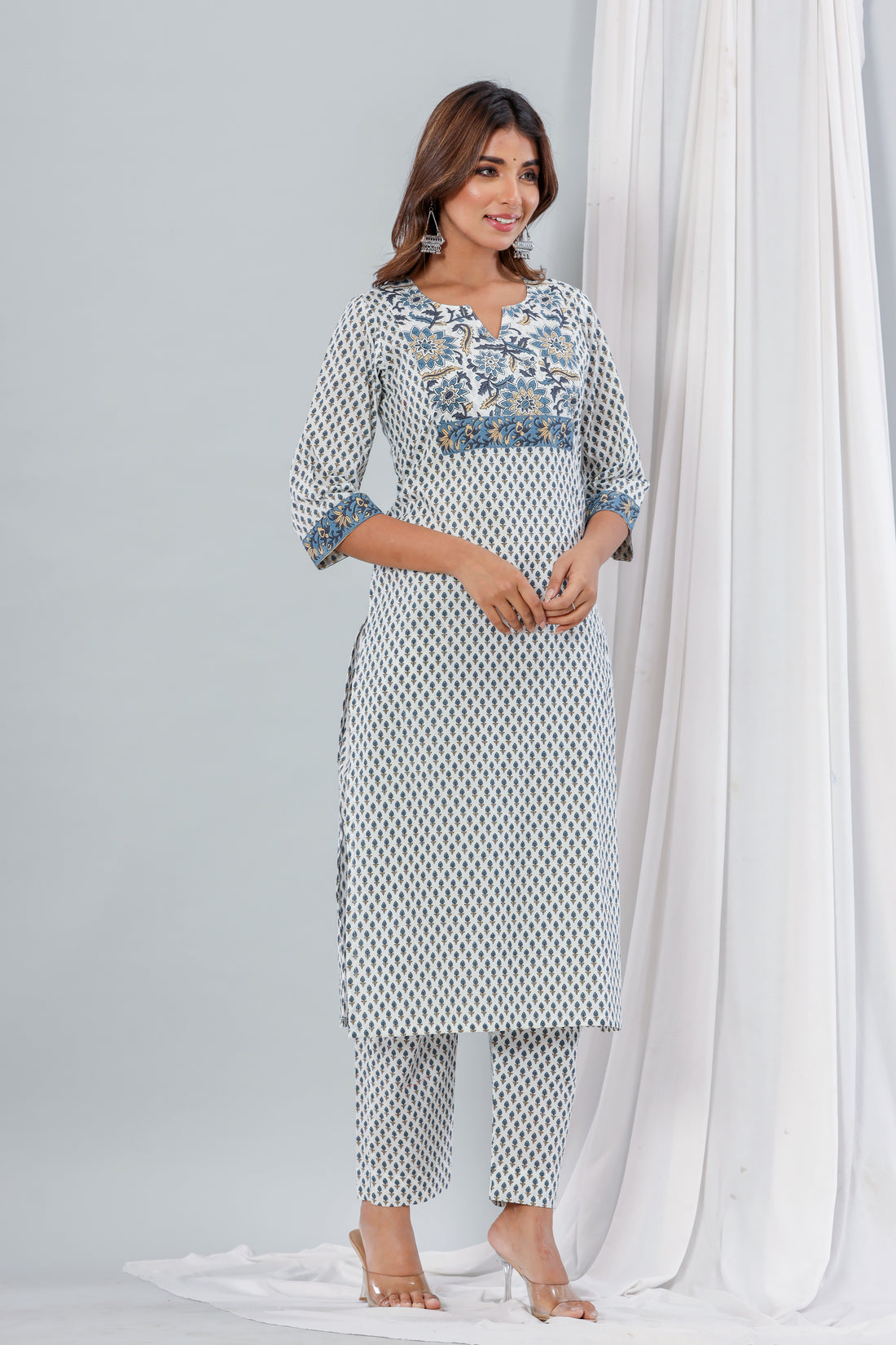 White Indigo Cotton Kurta