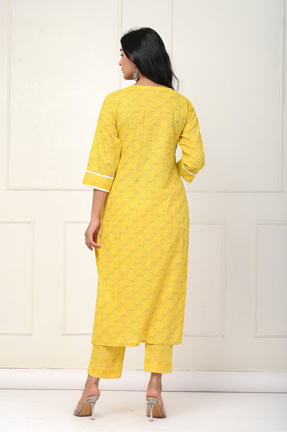Yellow Bandhej A-Line Set Of Two