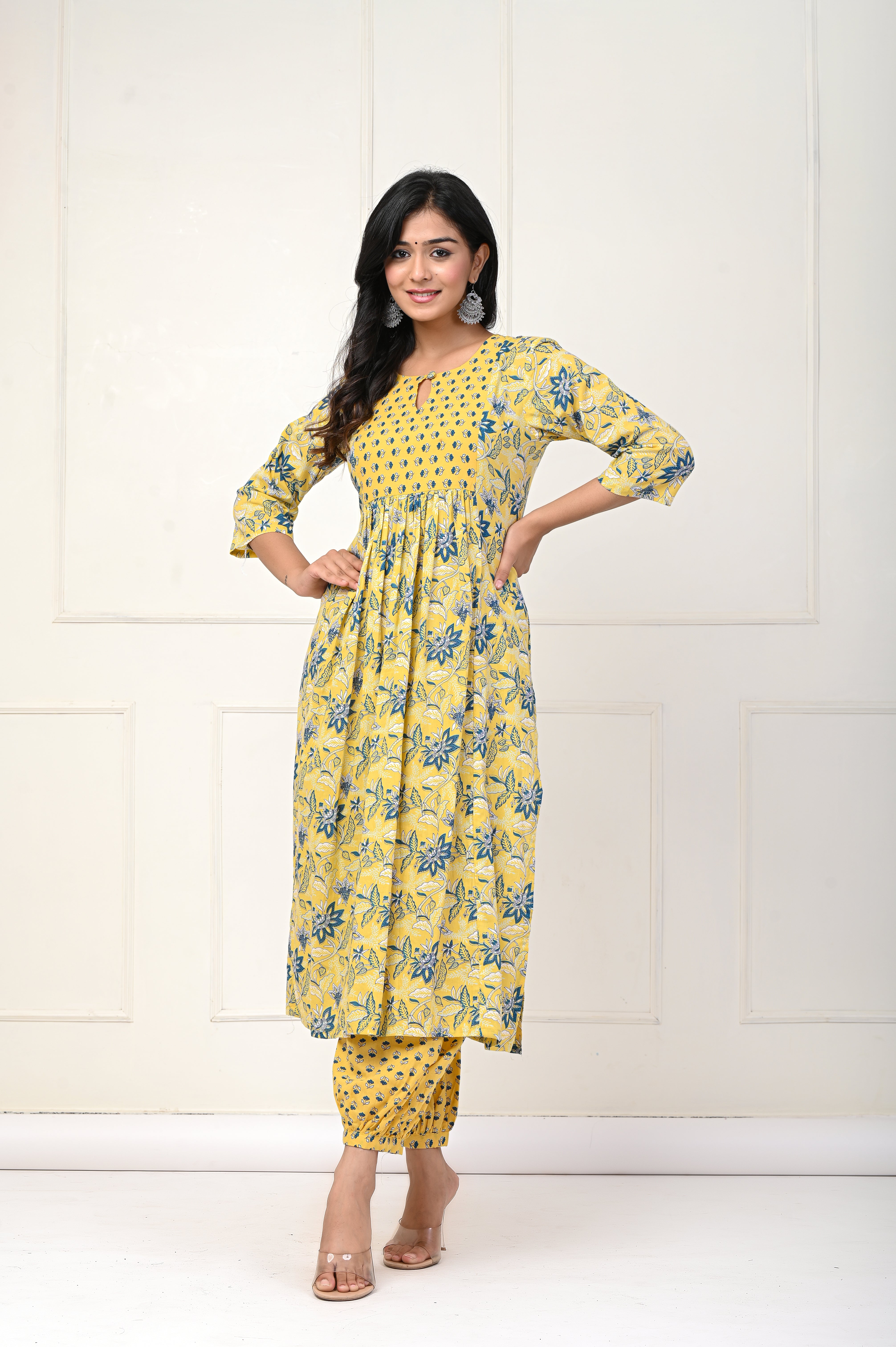 Yellow Blue Floral Nyra Cut Set Of Three