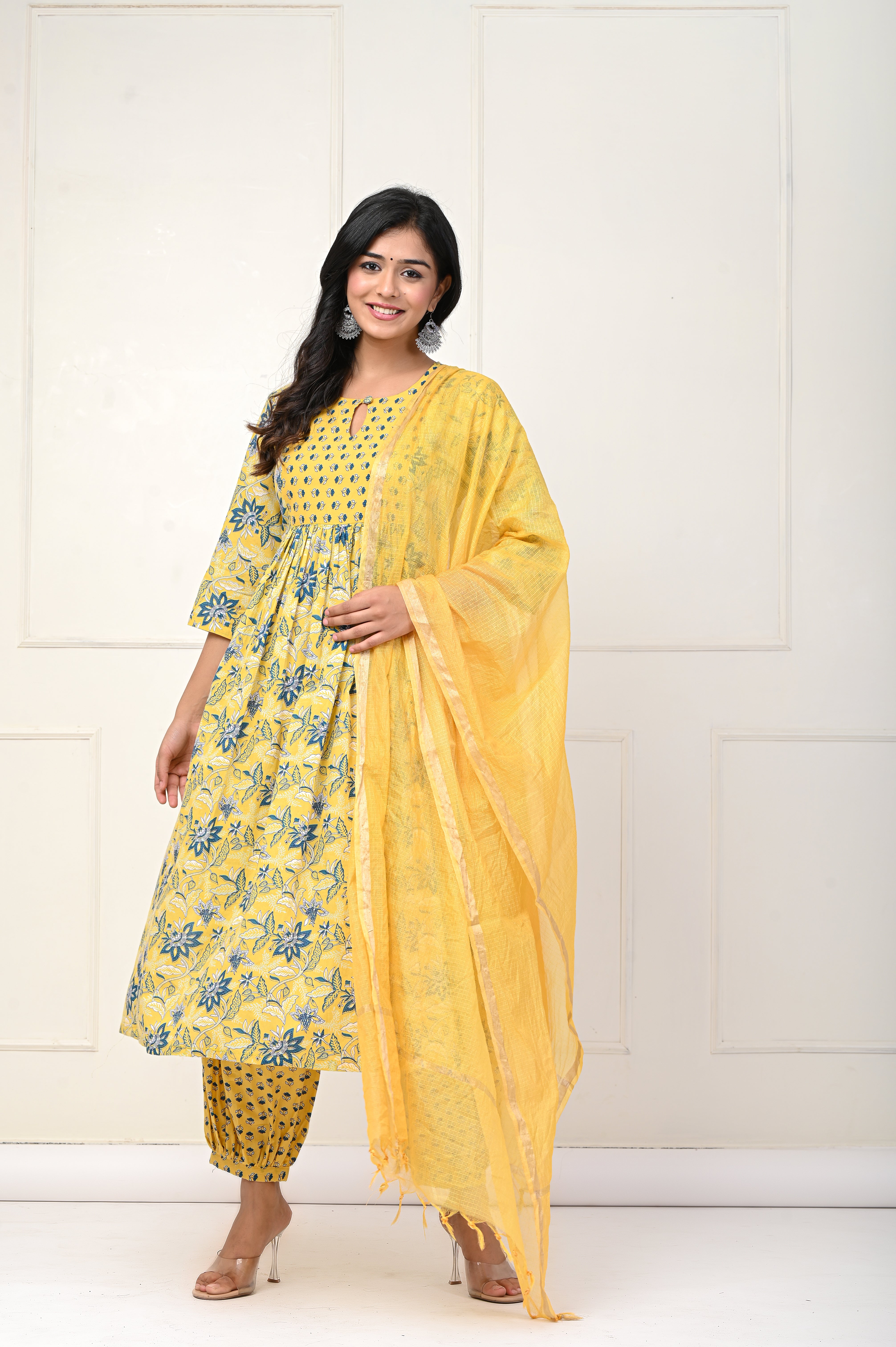 Yellow Blue Floral Nyra Cut Set Of Three
