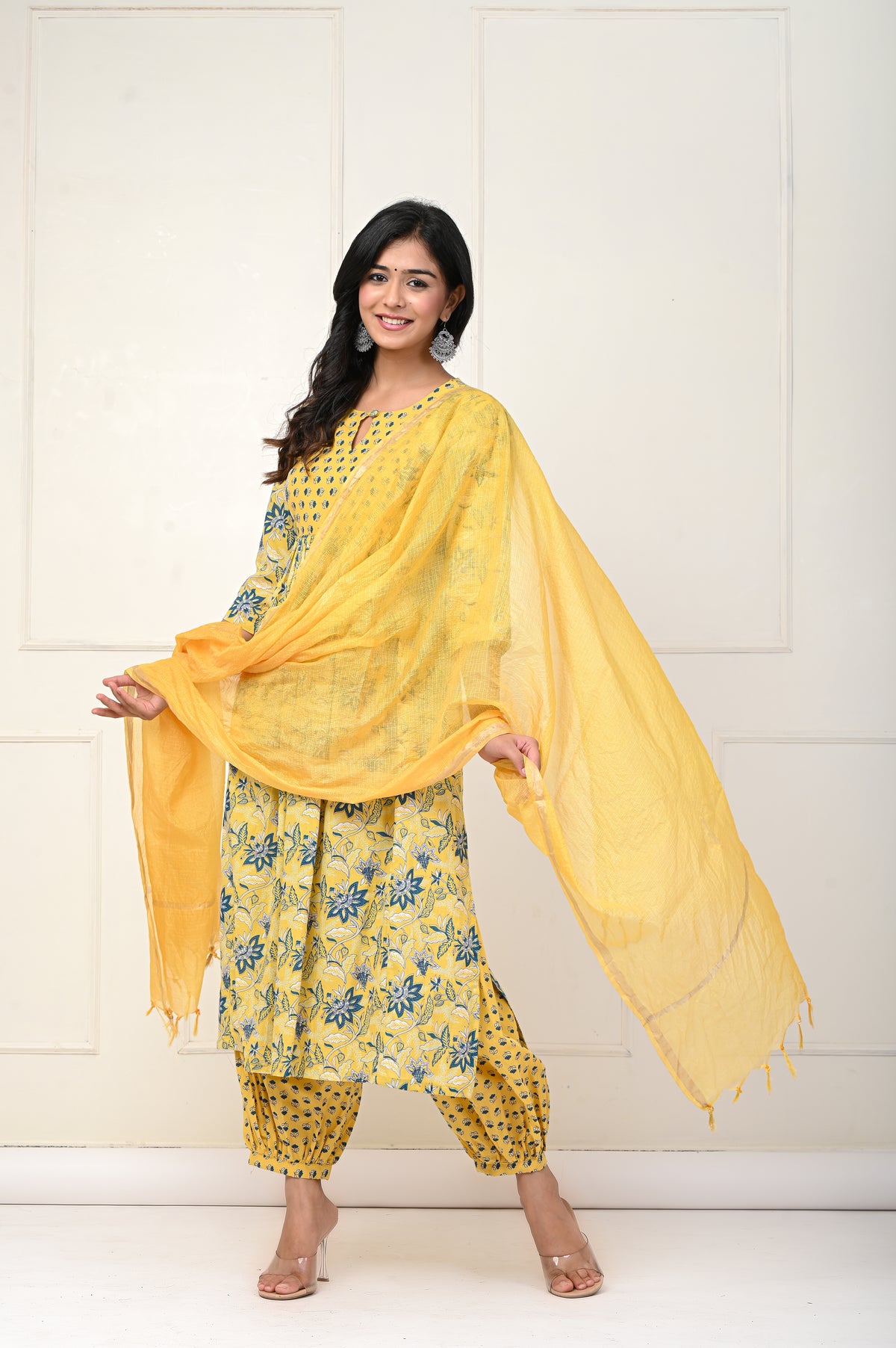 Yellow Blue Floral Nyra Cut Set Of Three