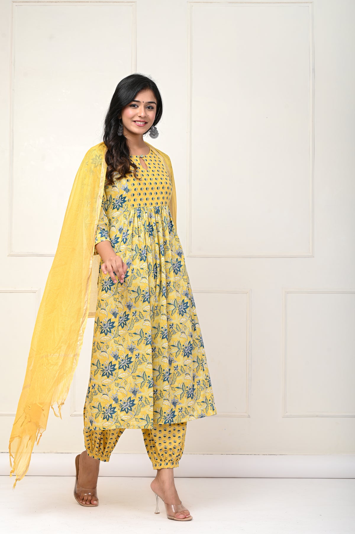 Yellow Blue Floral Nyra Cut Set Of Three