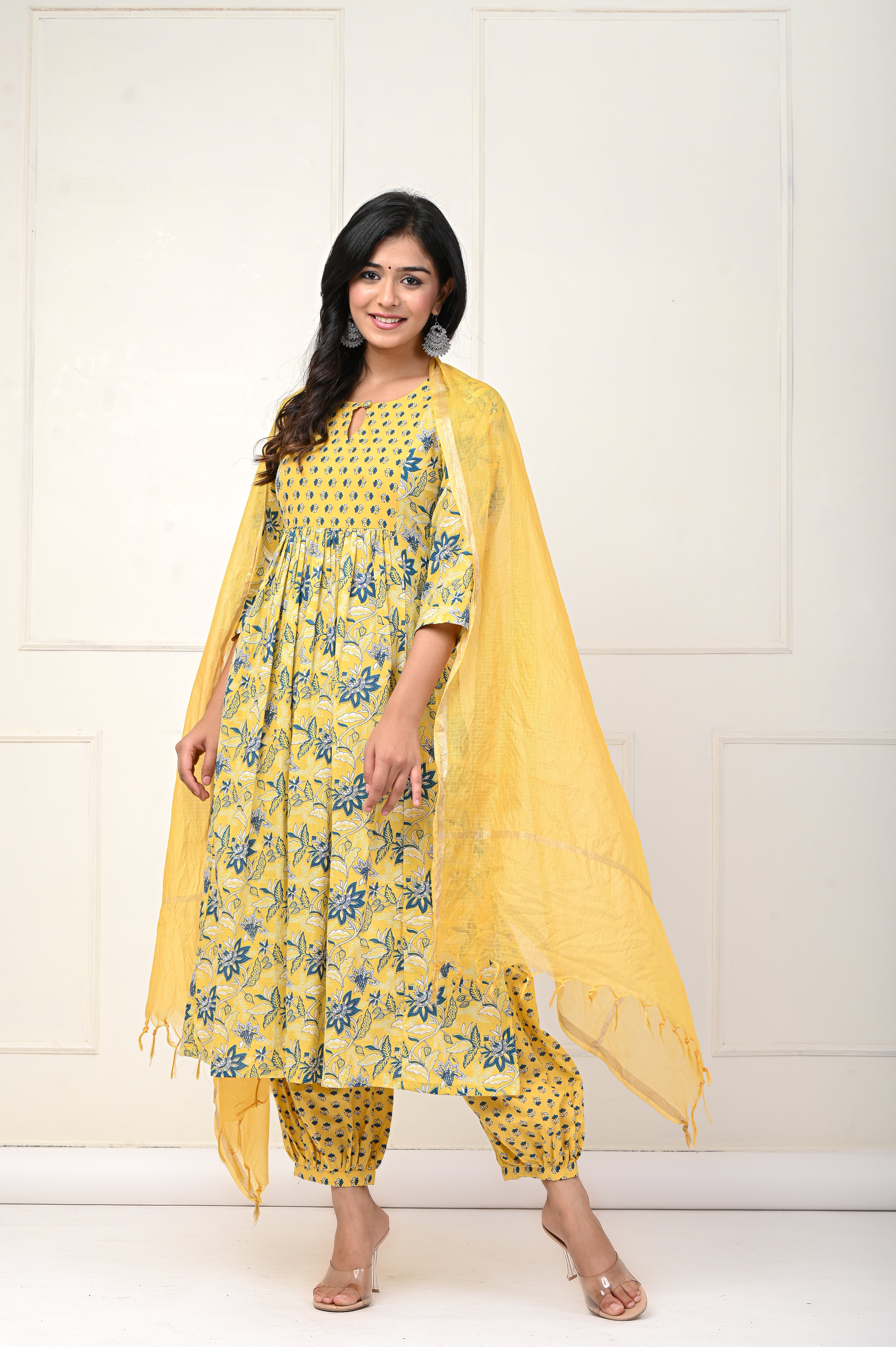 Yellow Blue Floral Nyra Cut Set Of Three