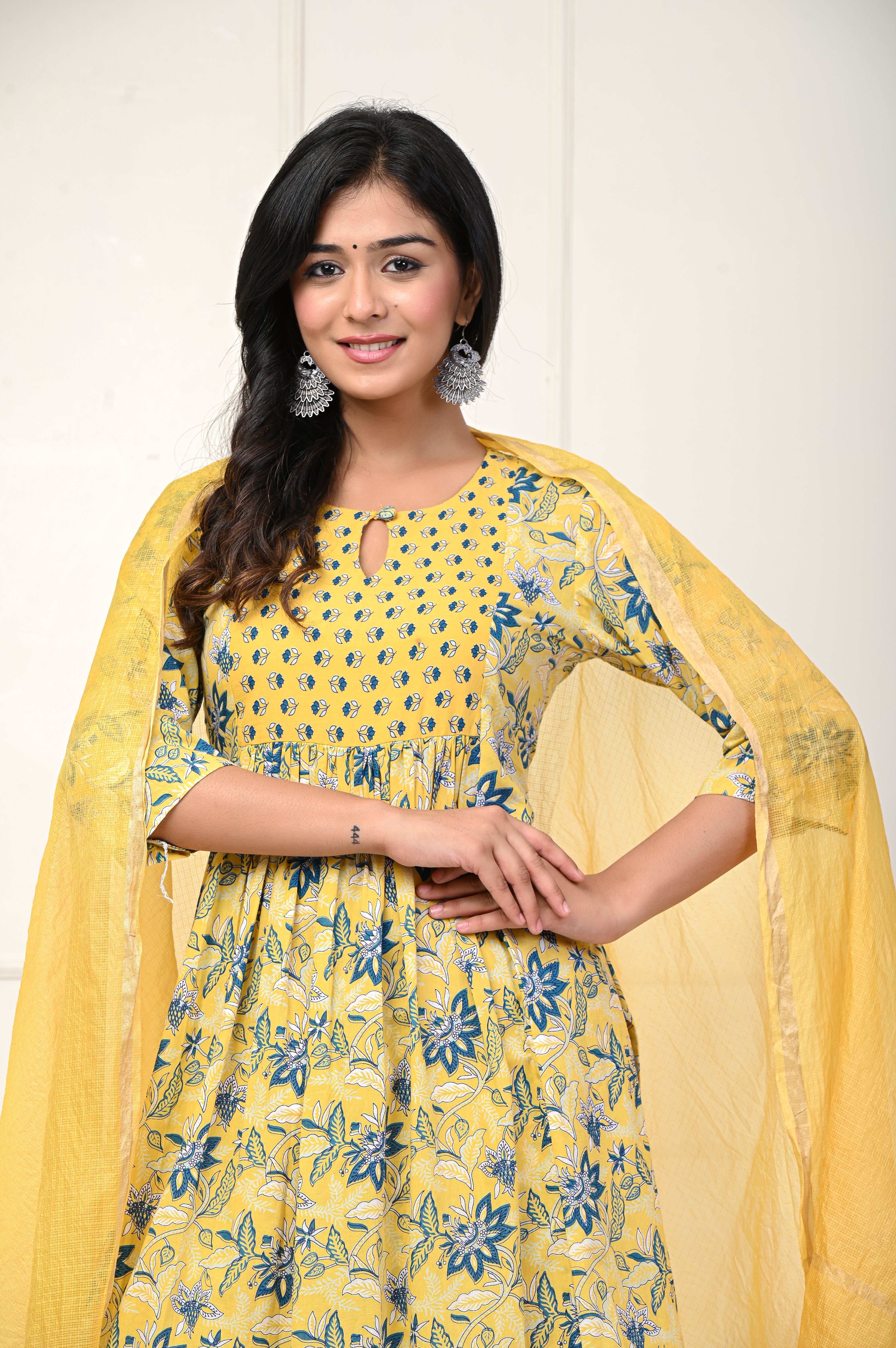 Yellow Blue Floral Nyra Cut Set Of Three