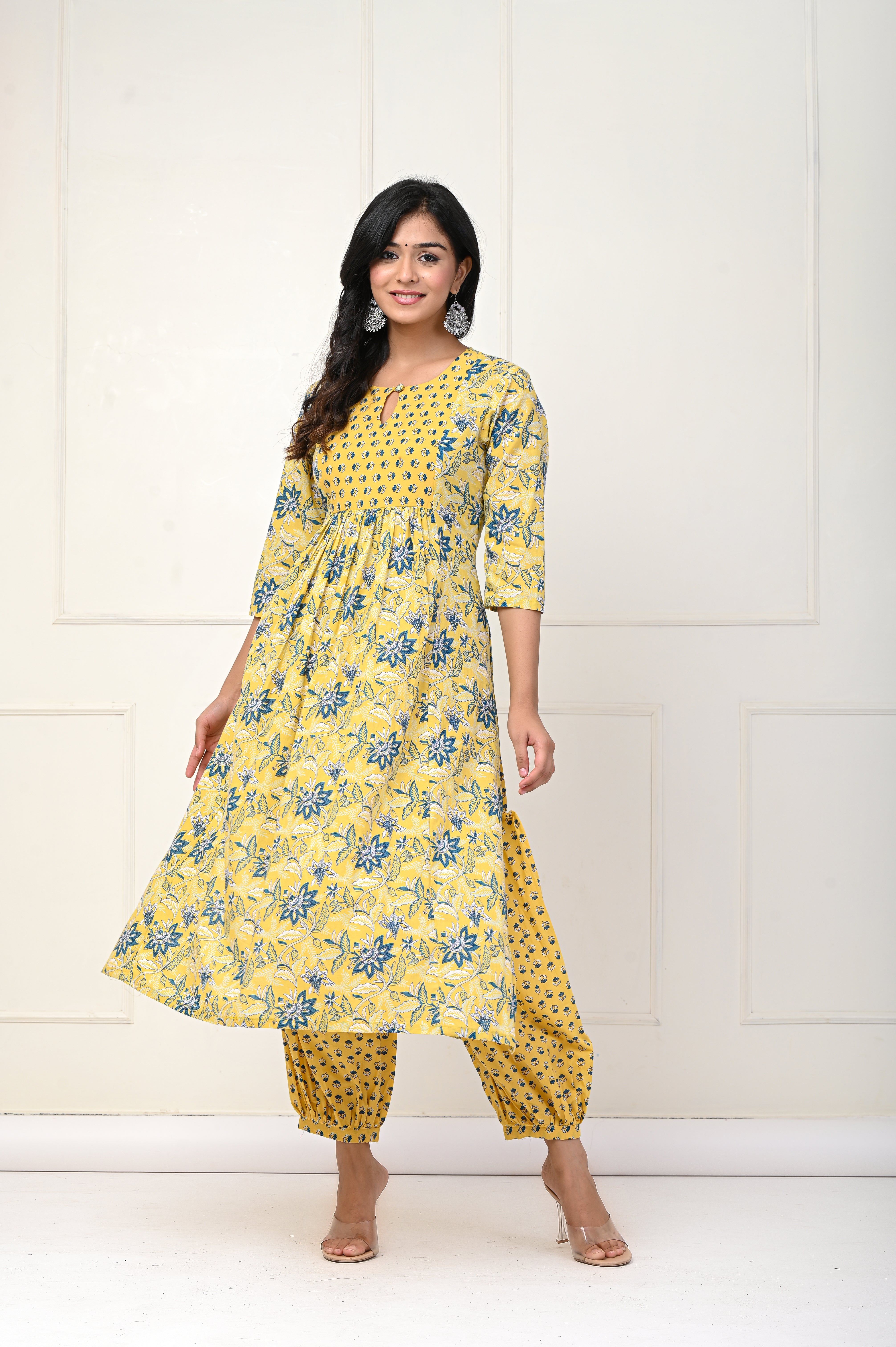 Yellow Blue Floral Nyra Cut Set Of Three